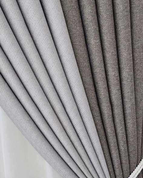 комплект штор сірих молочних сонцезахисних блекаут