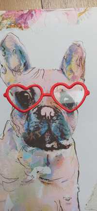 Obraz pies w okularach 55 x 55