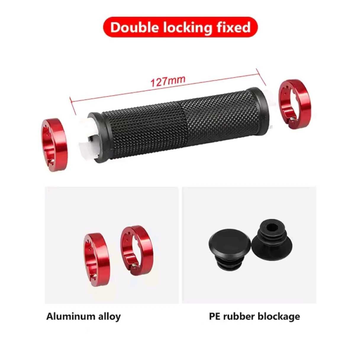 Gripy,uchwyty,rączki RS2A BL/RE,kpl L+P,130/22,guma,2xALU,rower,hulajn