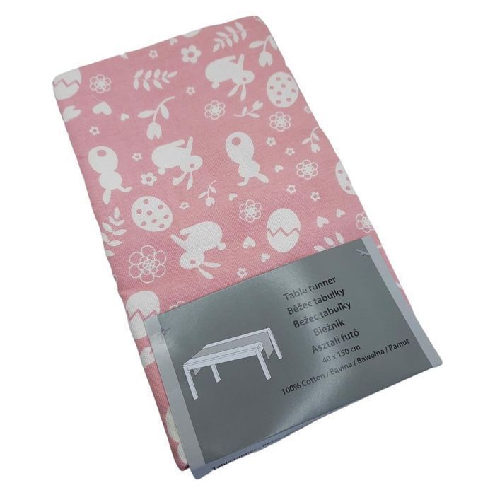 Bieżnik Obrus Ozdobny Różowy 40x150 Wielkanoc