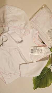 Czapka czapeczka kaftanik koszulka rozpinana na boki dla noworodka 62