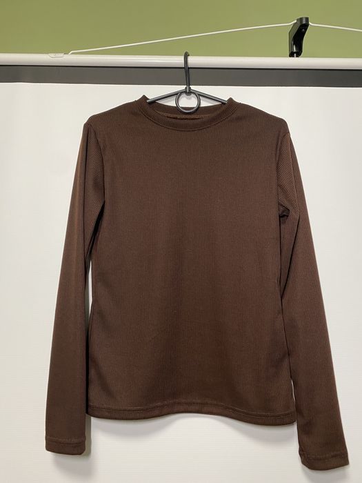 женский лонгслив коричневый/синий