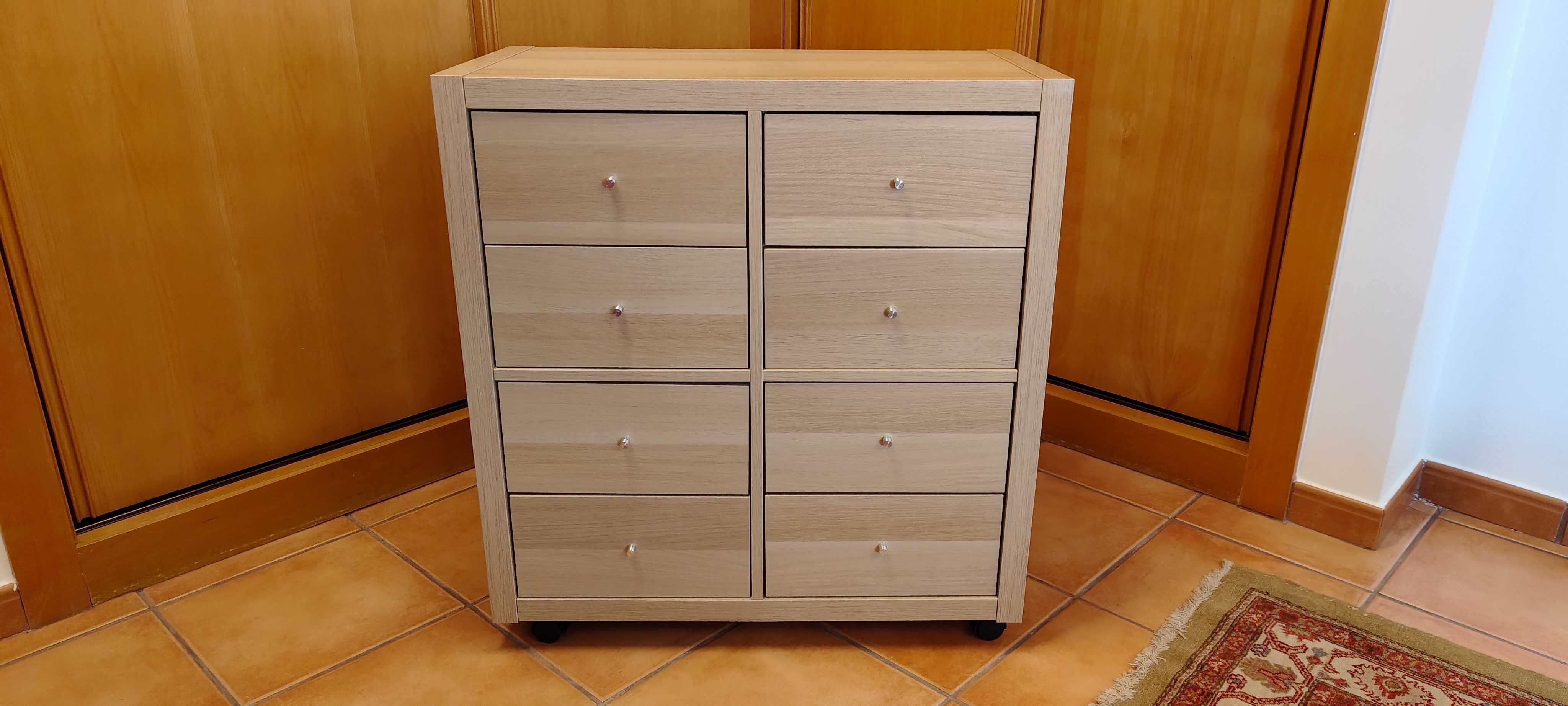 Estante Ikea mod. Kallax 77cm x h77cm com 8 gavetas cor carvalho