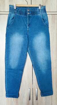 Beloved jeansy wysoki stan falbanka proste 42