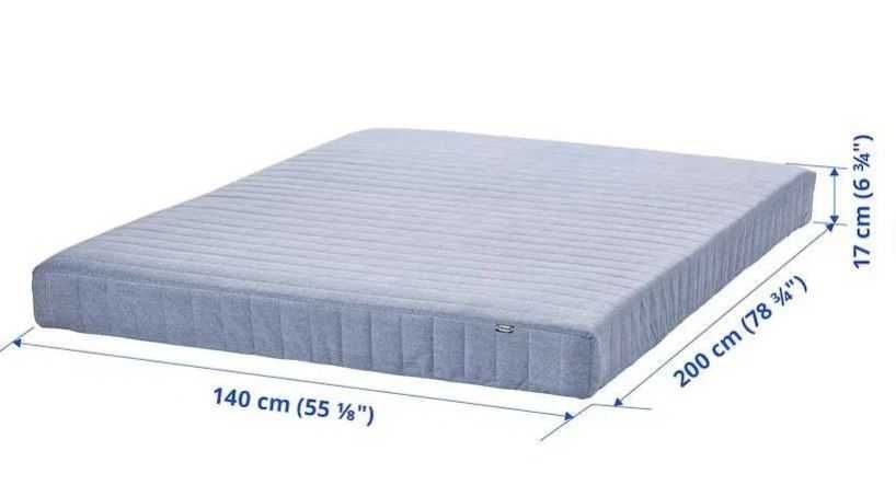 Cama de Casal em Pinho NEIDEN, com Estrado LURÖY e Colchão VADSÖ