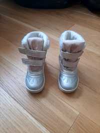 Beżowe srebrne nieprzemakalne buty zimowe śniegowe śniegowce 26 rozmia