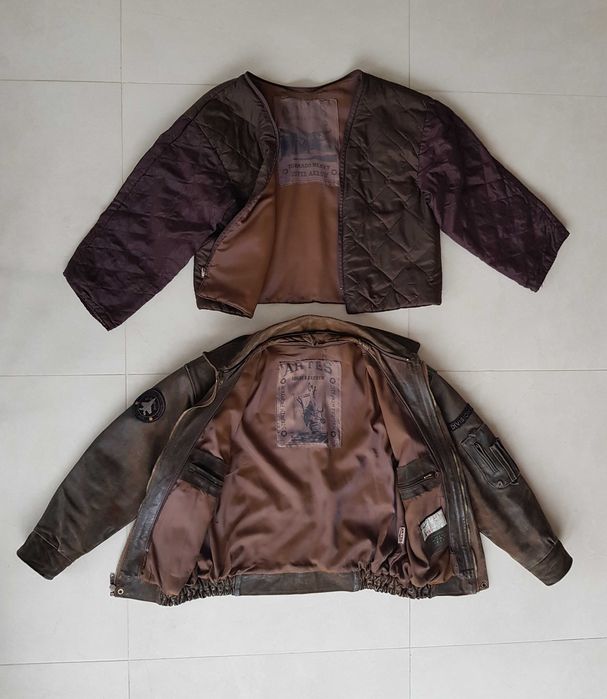 Kurtka męska z podpinką pilotka TOP GUN, gruba skóra, roz. XL