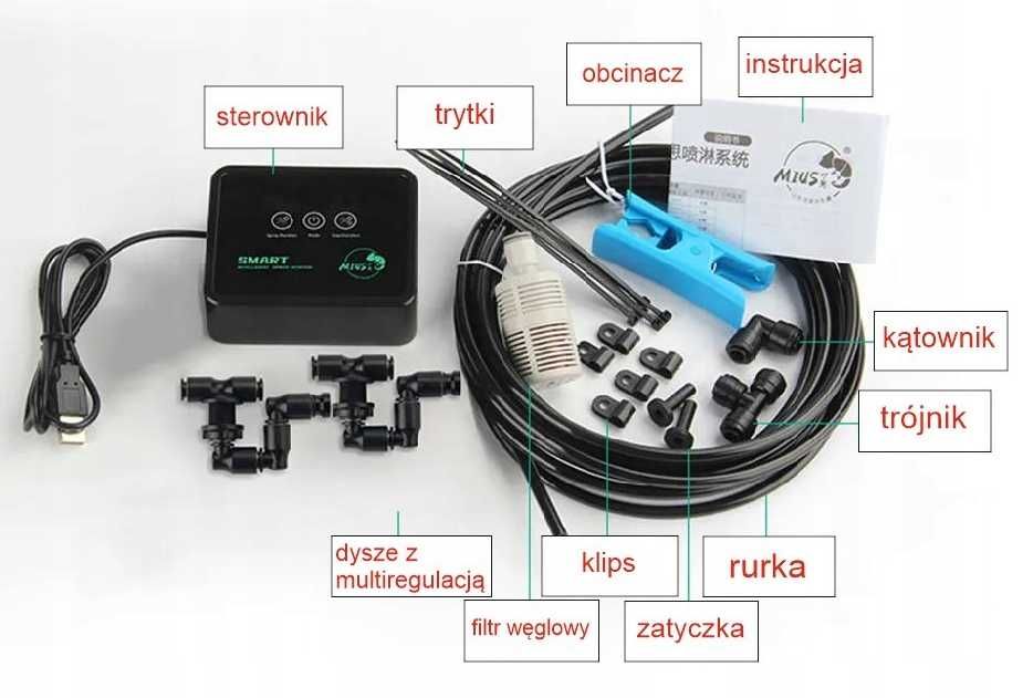 Smart Zraszacz nawilżacz do terrarium dla gad płaz Agama Gekon Legwan