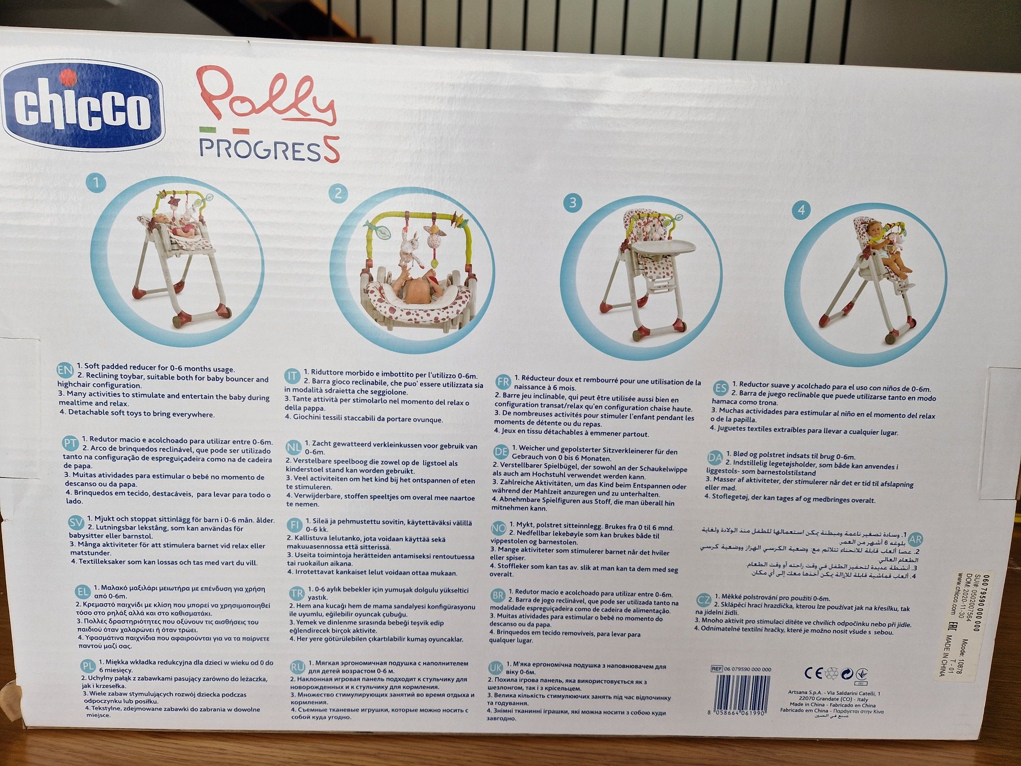 Arco de brinquedos e redutor para cadeira Chicco Polly Progress