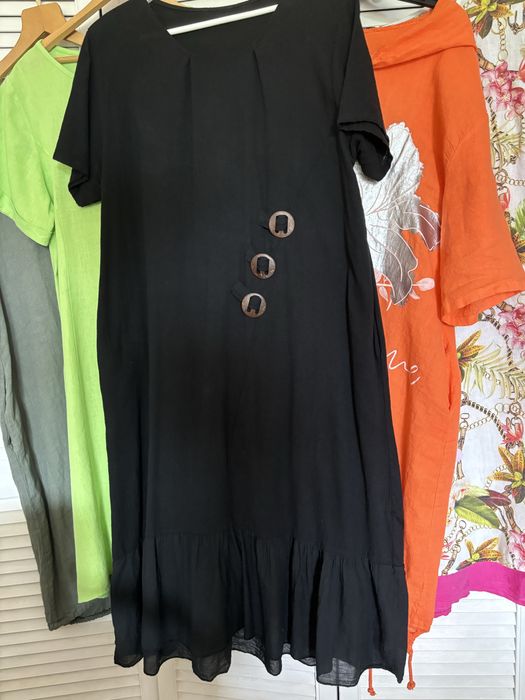 Sukienka len 100%,czarna,,nowa,r.46/48