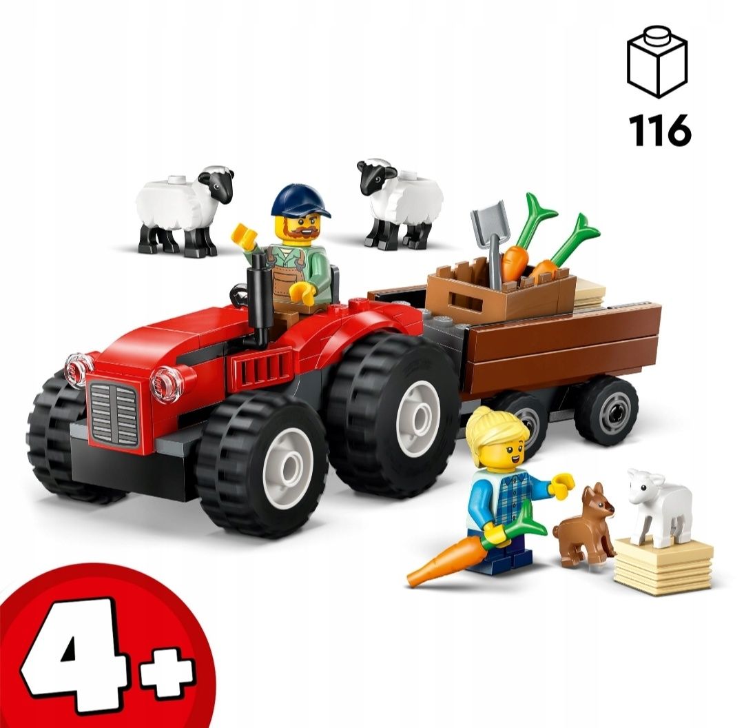 LEGO 60461 City - Czerwony traktor z przyczepą i owcą Wieś Rolnik