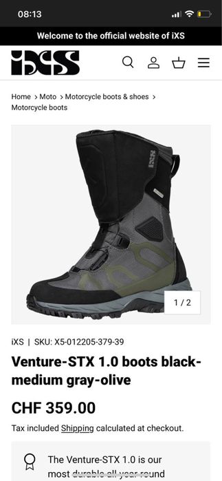 Мотоботи Ixs Venture-STX 1.0 boots black- medium gray-olive
