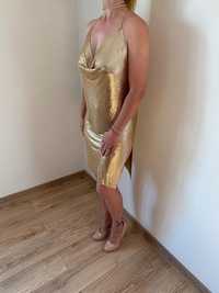 Złota odważna sukienka rozmiar 38 sylwester impreza