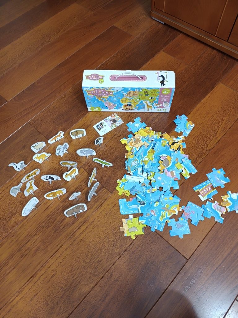 Puzzle Czu Czu mapa świata zwierzęta