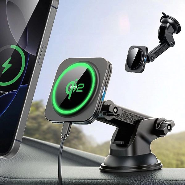 Esr Halolock Magnetic Magsafe Dashboard Car Mount Wireless Charger Qi2