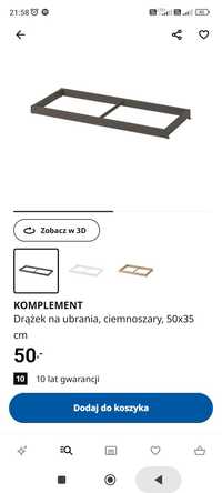 Komplement Ikea drążek na ubrania