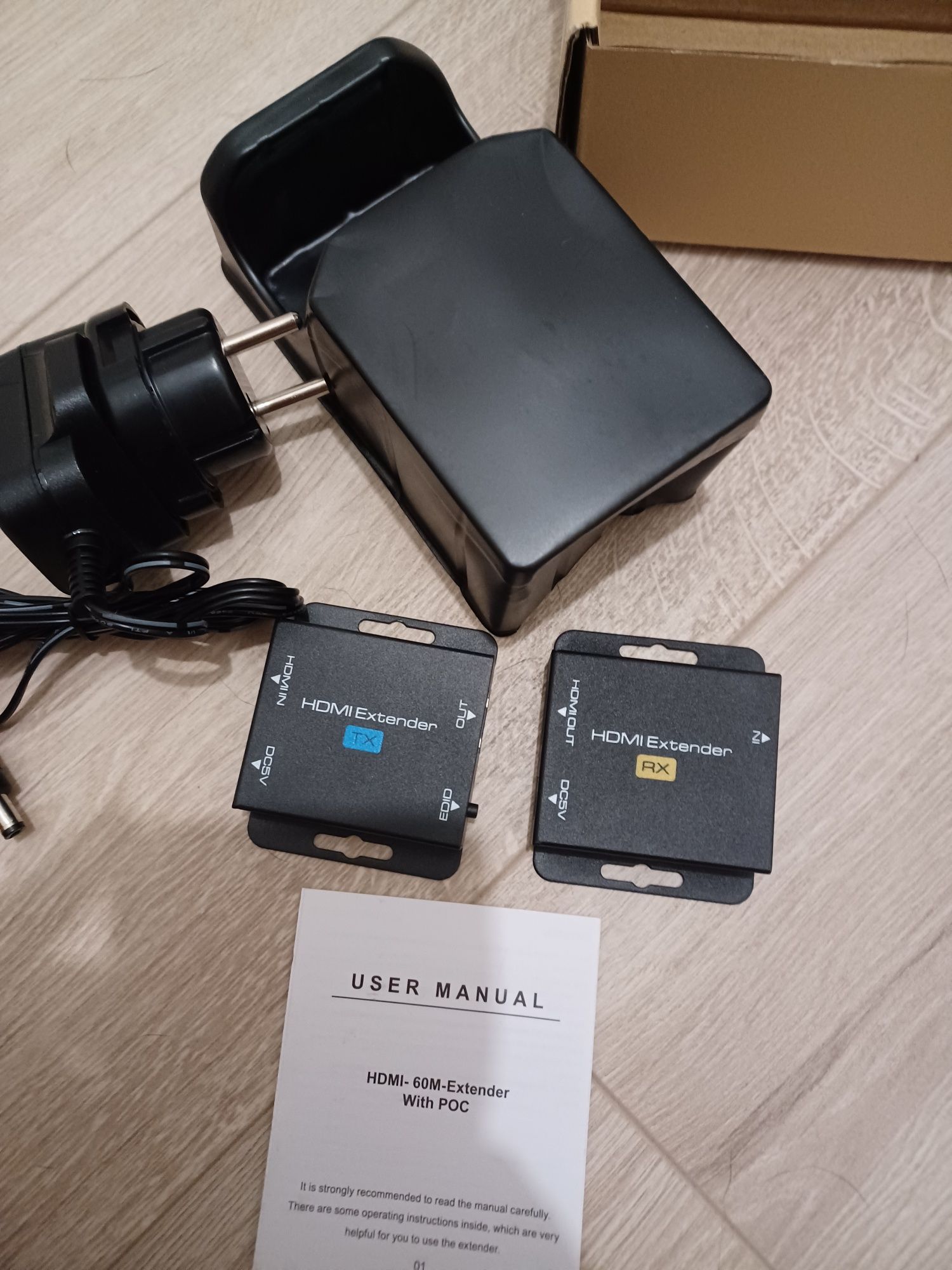 Hdmi exdenter przedłużacz konwerter do 60m po kablu LAN sieciowym