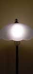 Mosiężna lampa stojąca ze szklanym kloszem (długi przewód)