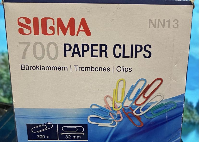 Канцелярські скріпки Sigma кольорові 32мм 700шт(2 уп)