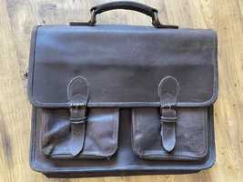 Brązowa skórzana torba teczka altówka listonoszka vintage retro