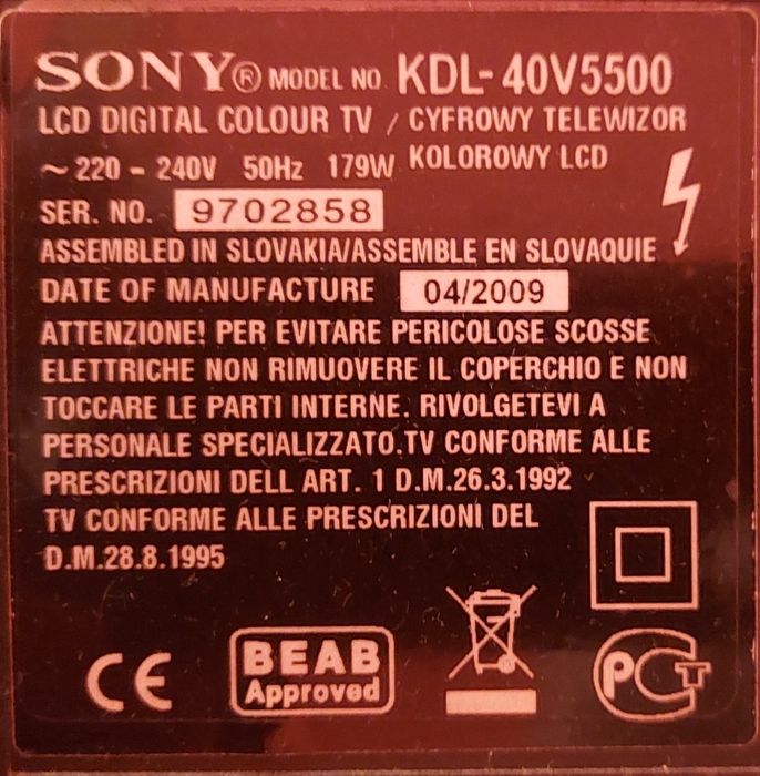 Sony bravia kdl40v5500