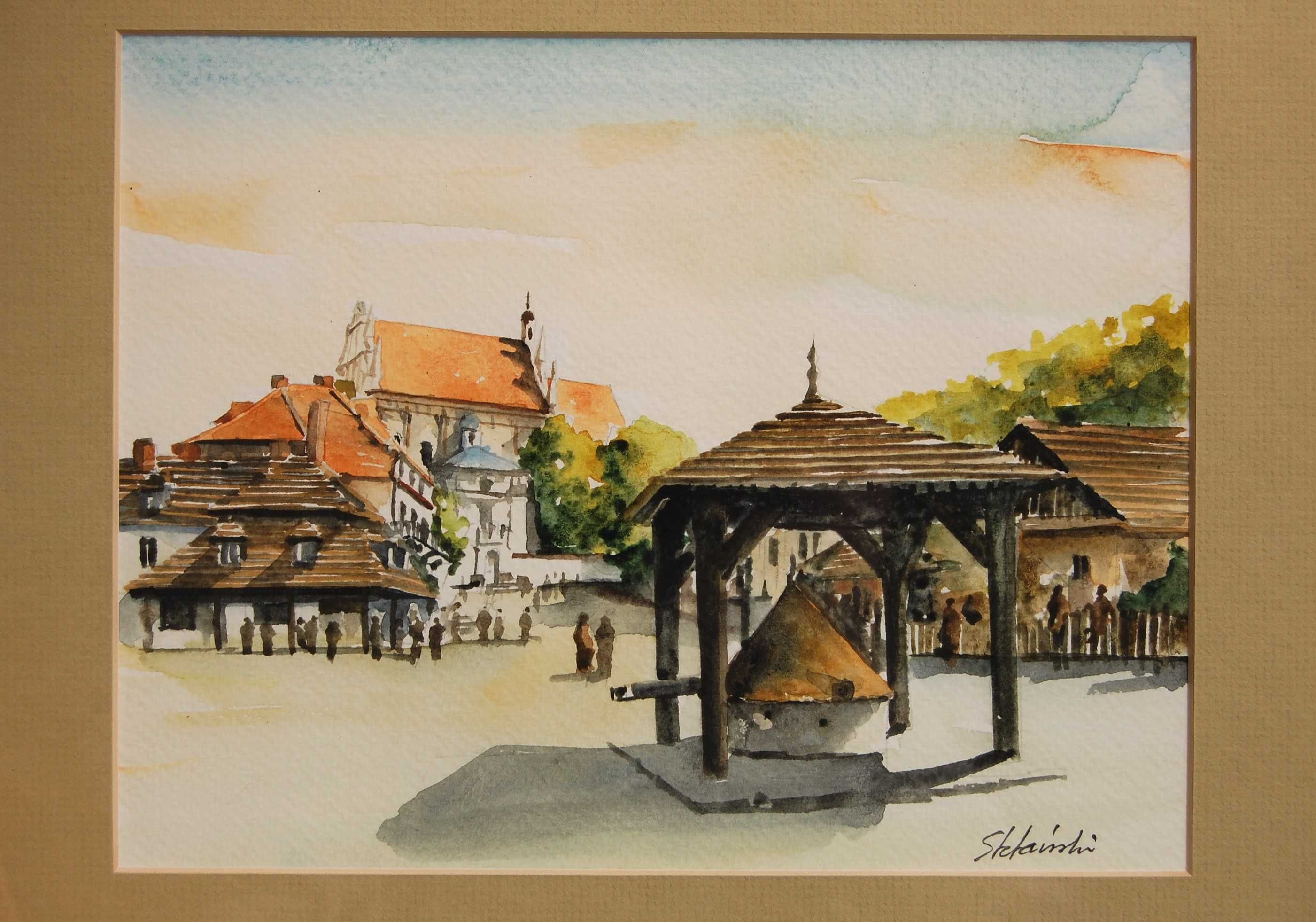 Kazimierz Dolny, pejzaż, akwarela, obraz, Stefański