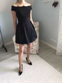 Sukienka czarna koronkowa XS mini szyta na miarę koktajlowa