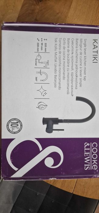 Nowa wysoka bateria kuchenna czarny mat Cooke&Lewis Katiki - perlator