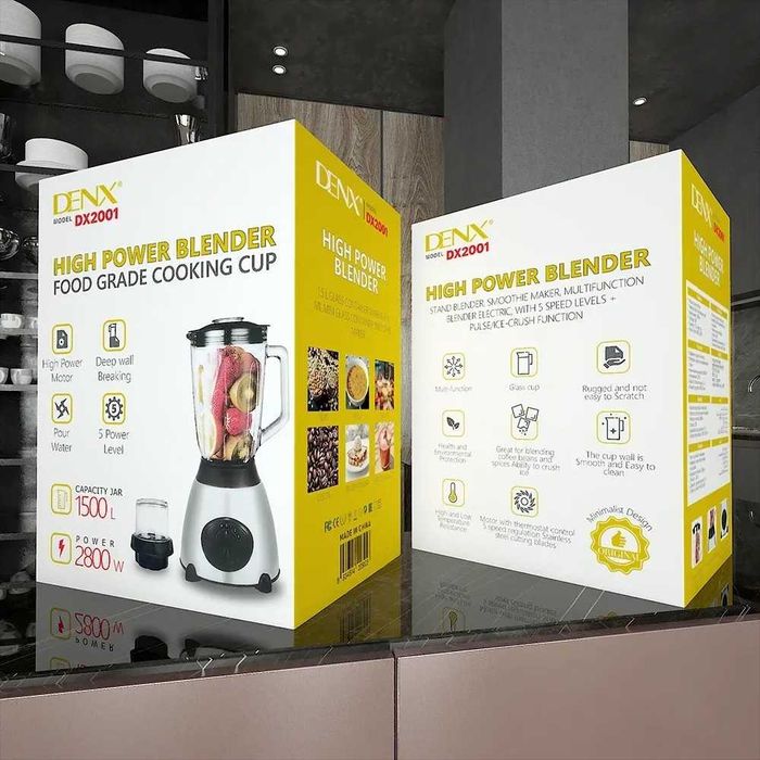 Блендер стаціонарний DENX DX2001 (1,5л) Сталевий блендер