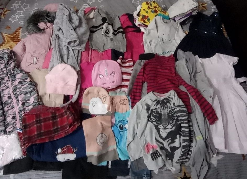 Пакет одягу на дівчинку куртка зима халат штани шапка 5-7років 122-128