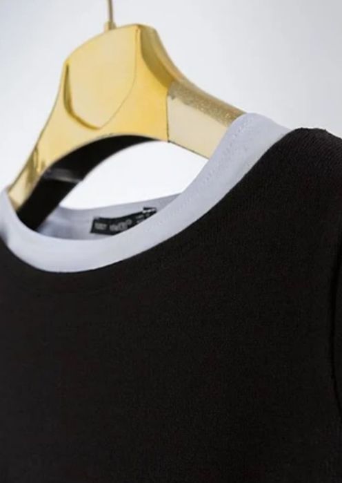 Dwuczęściowa sukienka czarno ecru rozmiar L