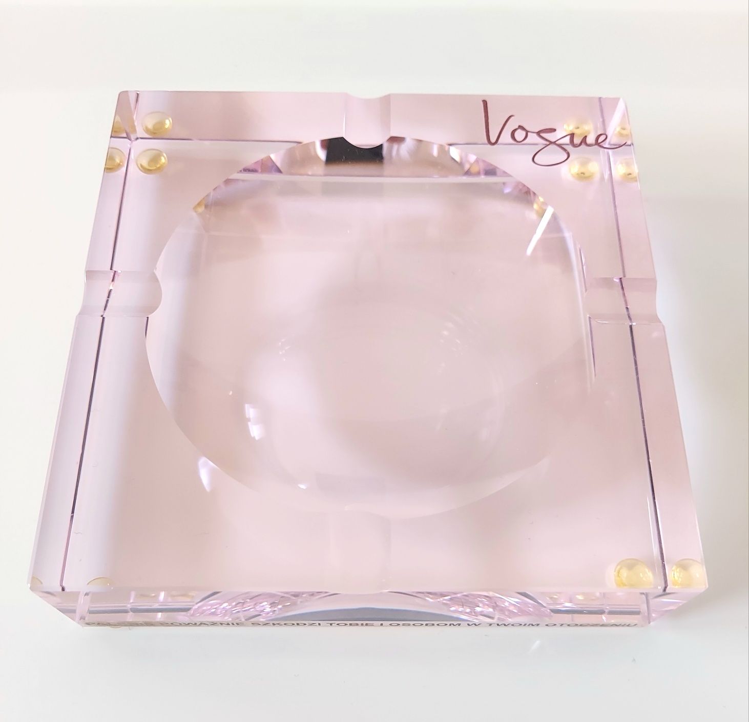 Popielniczka szklana różowa Vogue NOWA !!!