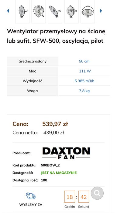 Wentylator z oscylacją Daxton