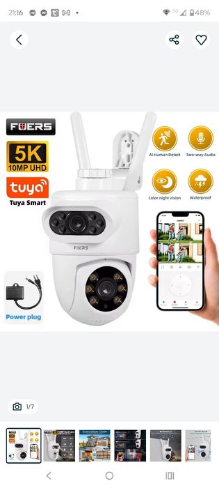 FUERS 5K 2x5MP kamera obrotowa PTZ IP Tuya inteligentne