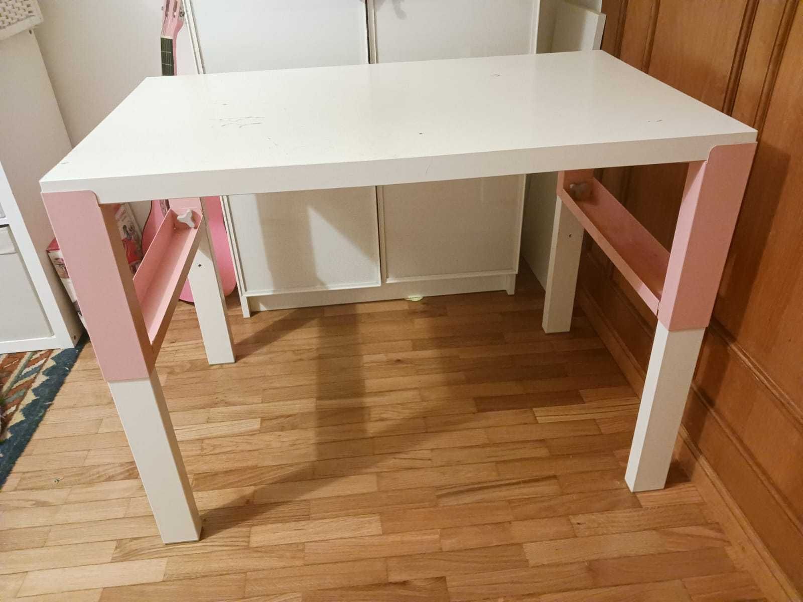 Secretária PAHL  menina  - cor branca / Rosa  96x58 cm