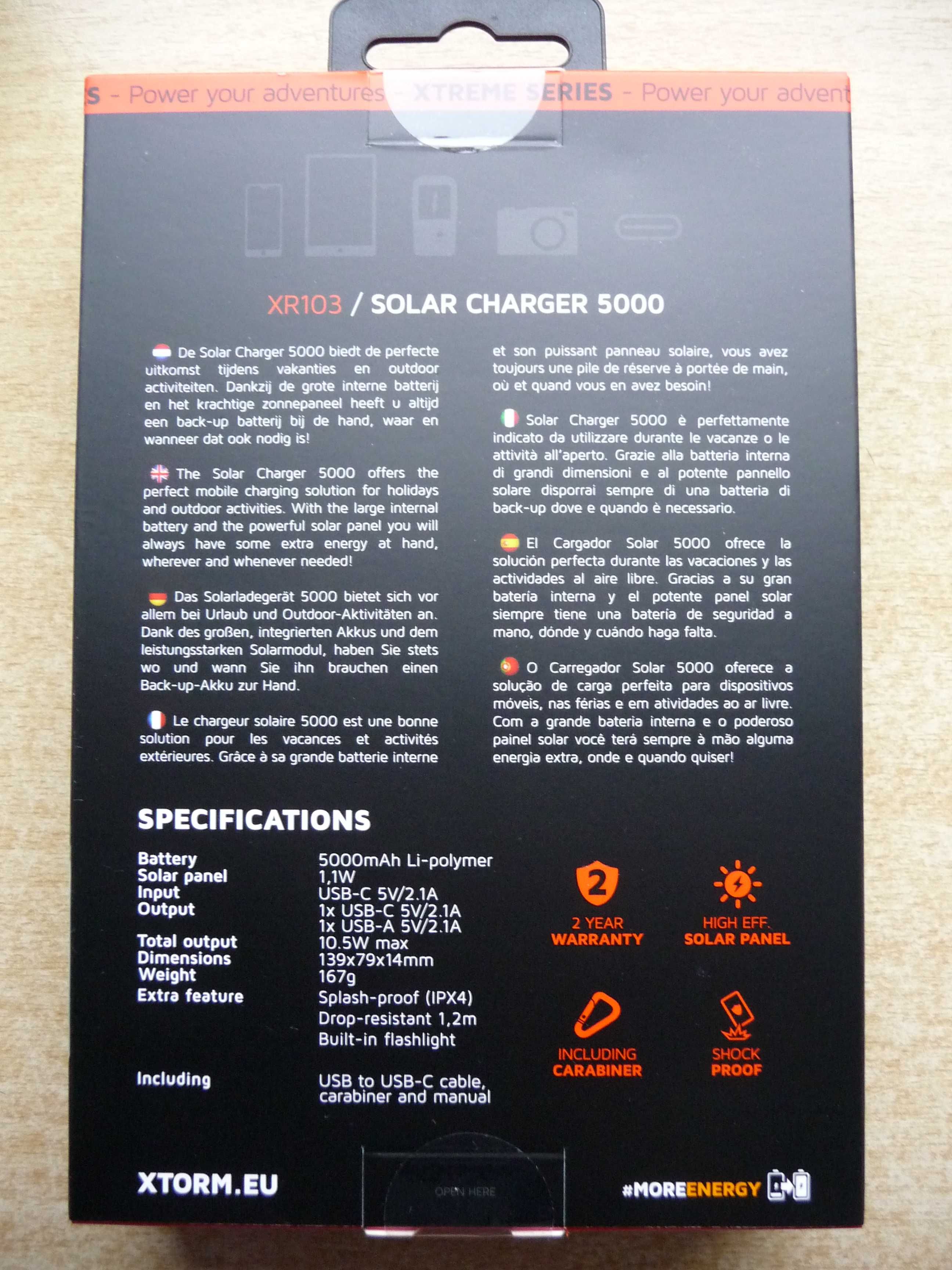 Powerbank solarny Xtorm Solar Charger 5000 mAh litowo-polimerowy