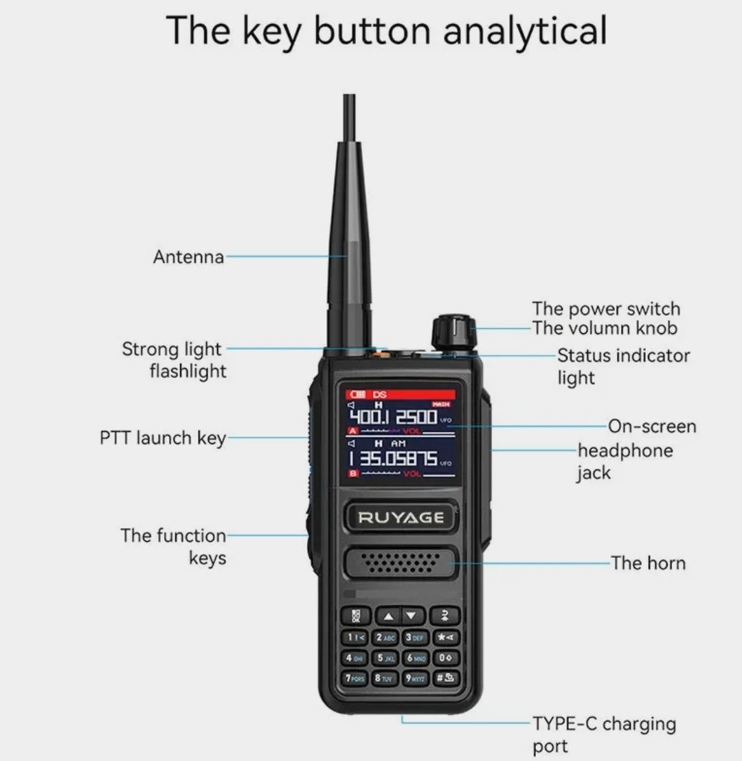 Рація Ruyage UV98 (Radtel  RT-470) 10W. 18 - 999 МГц