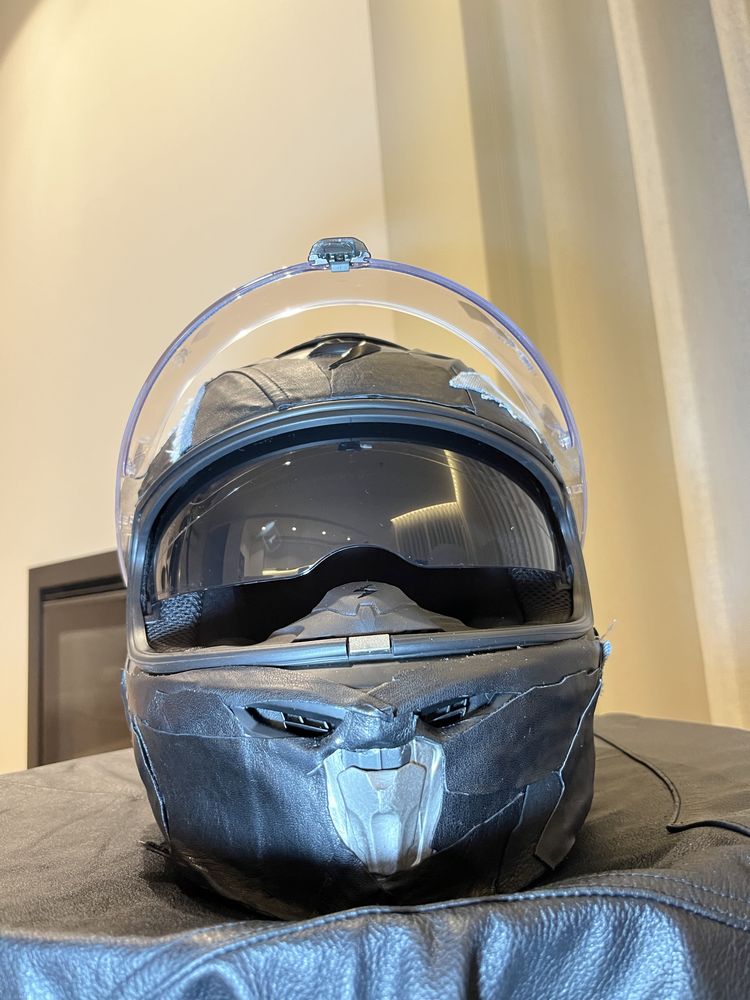 Capacete de Moto/ Mota Pele Genuína/Ganga