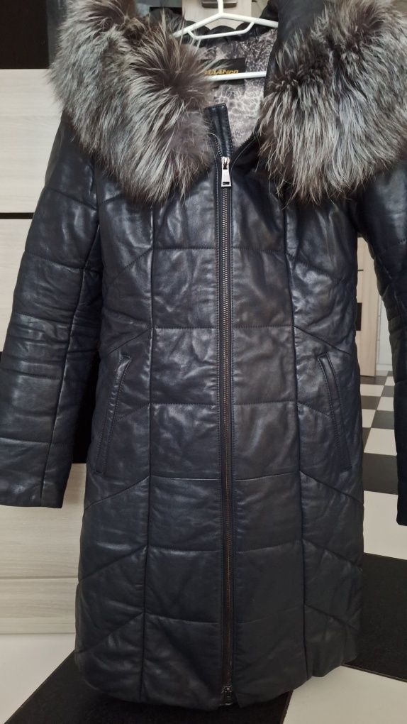 Продам куртку пуховик (пальто) шкіряний